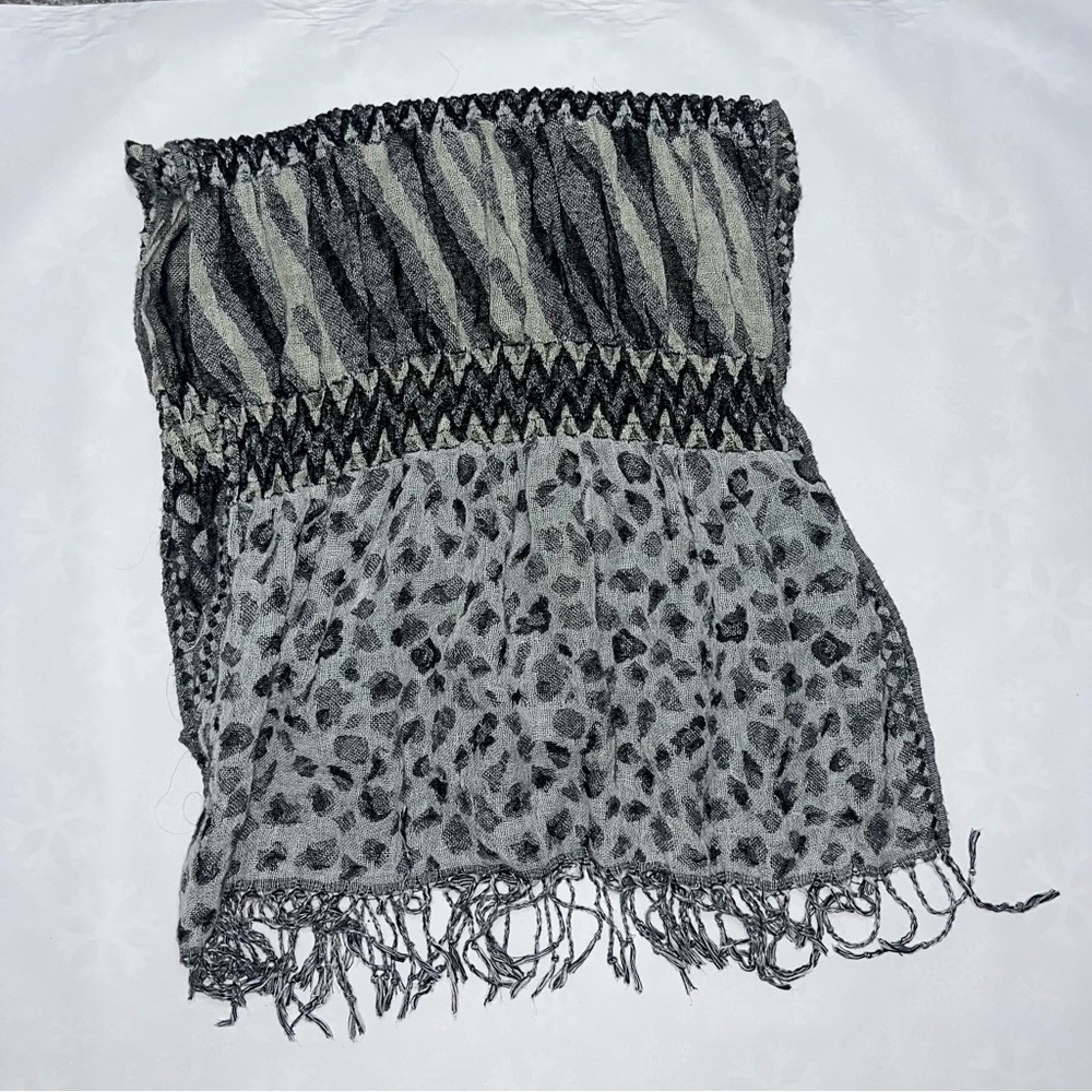 Animal, print, black and gray pashmina, scarf